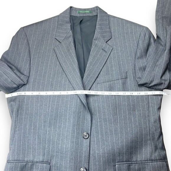 LAUREN Ralph Lauren Suit Jacket Mens 42L Charcoal Gray Pinstripe Wool Sport Coat - Picture 8 of 12